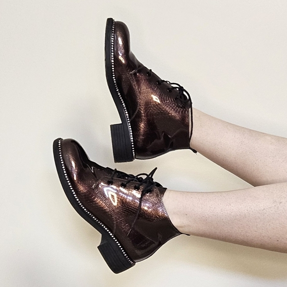 Glossy Rhinestone Lace-ups - Picture 2 of 13